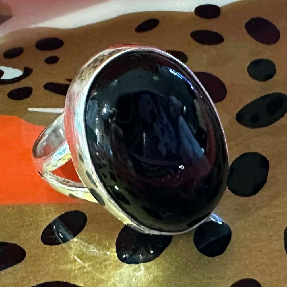 Sterling Silver Black Onyx Ring Size 4.5